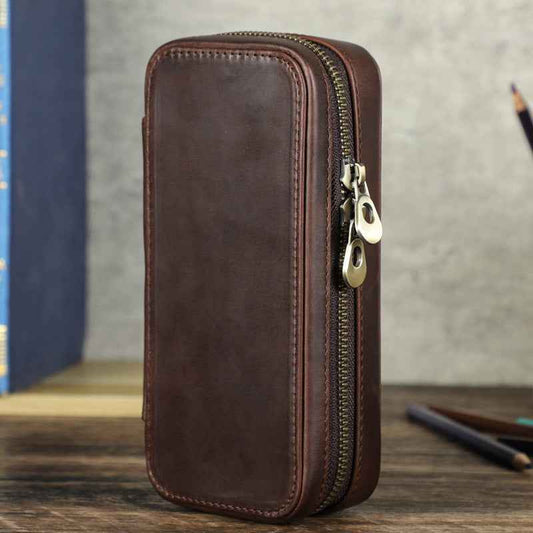 Crazy Horse Cowhide Leather Watch Travel Case