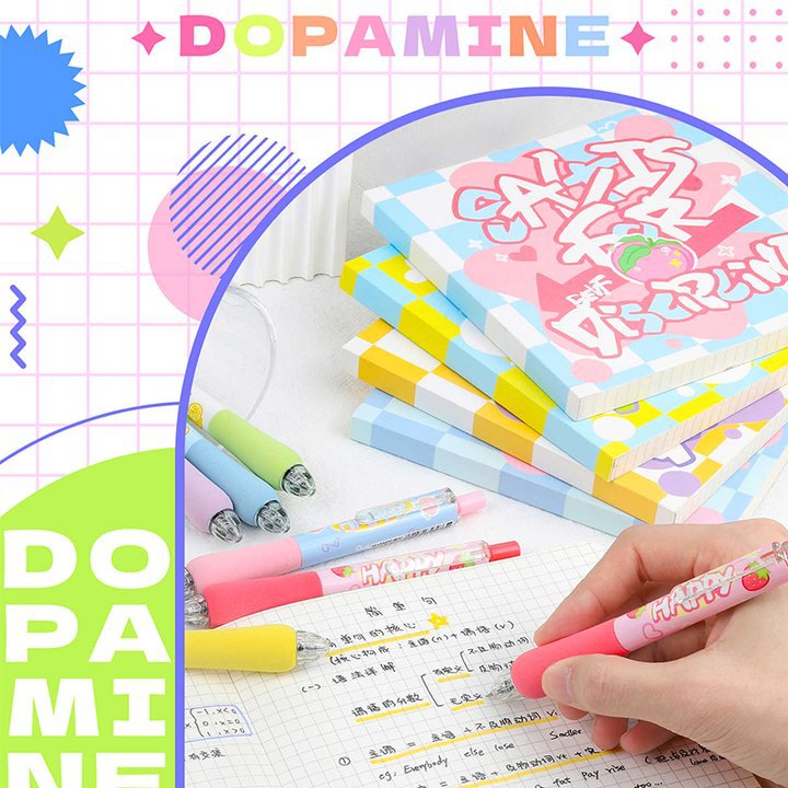 6-Pack Dopamine Fruit-Themed Click Gel Pens - 0.5mm