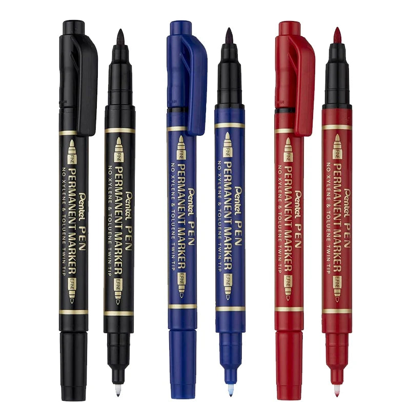 Pentel Twin-Tipped Permanent Marker Pen N75W 5 Pack