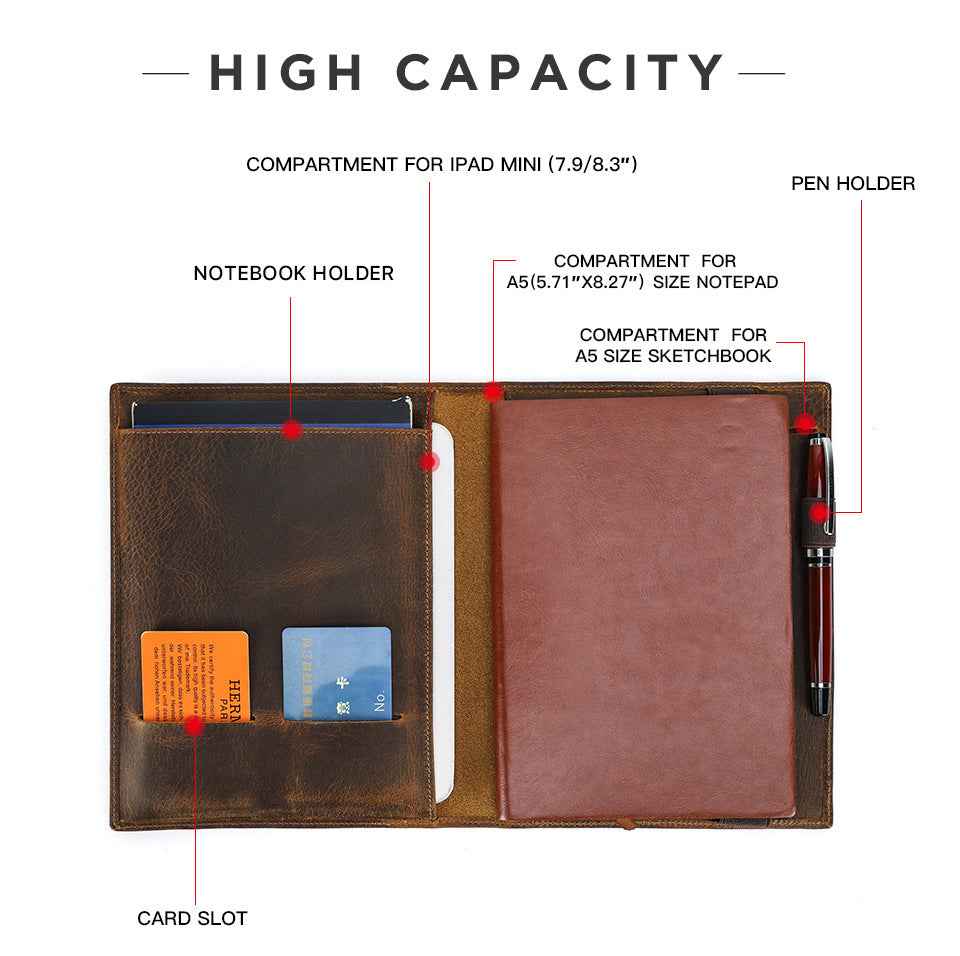 Handmade Vintage Leather A5 Business Padfolio Organizer
