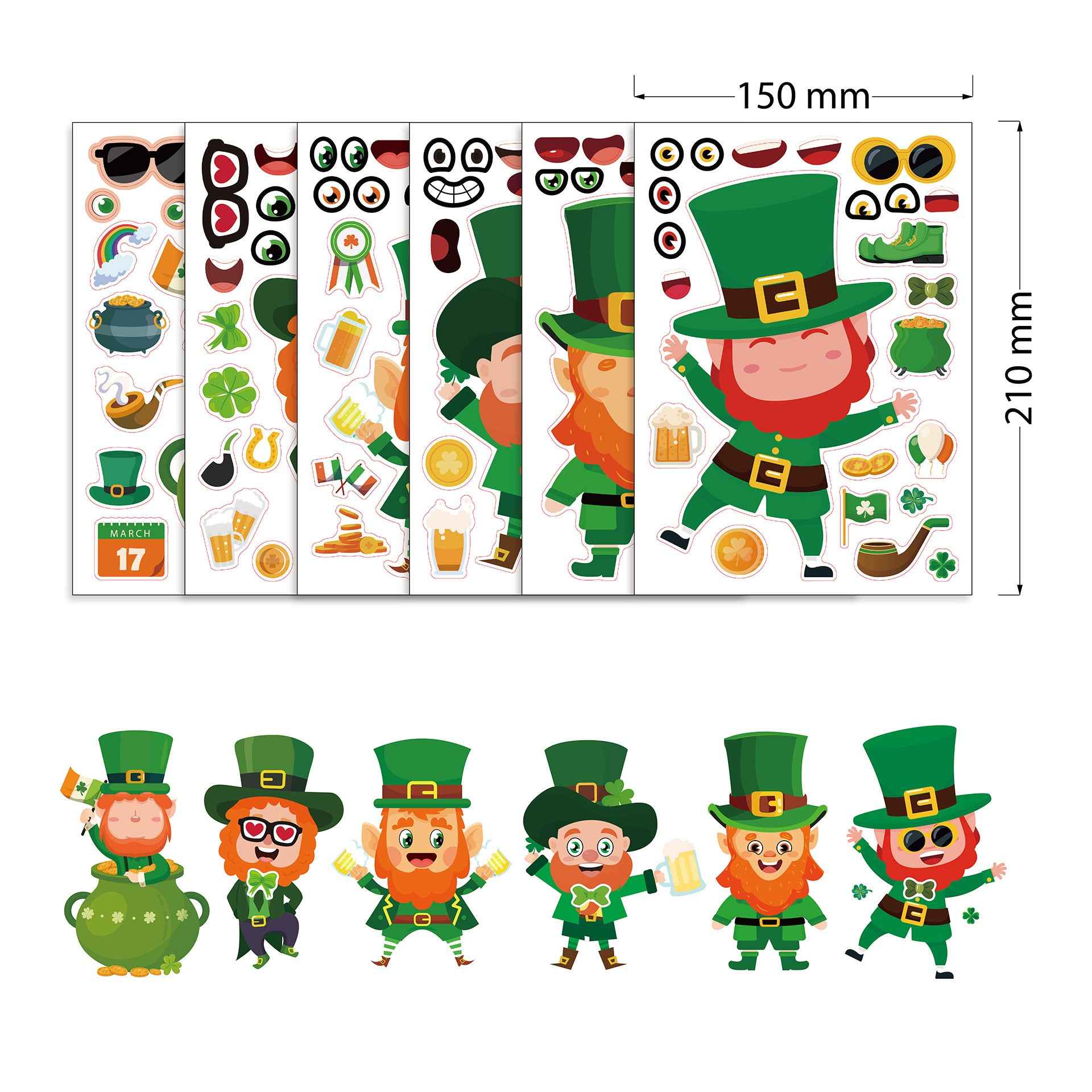 24 Sheets St Patricks Day Stickers for Kids Cards Crafts - TTpen