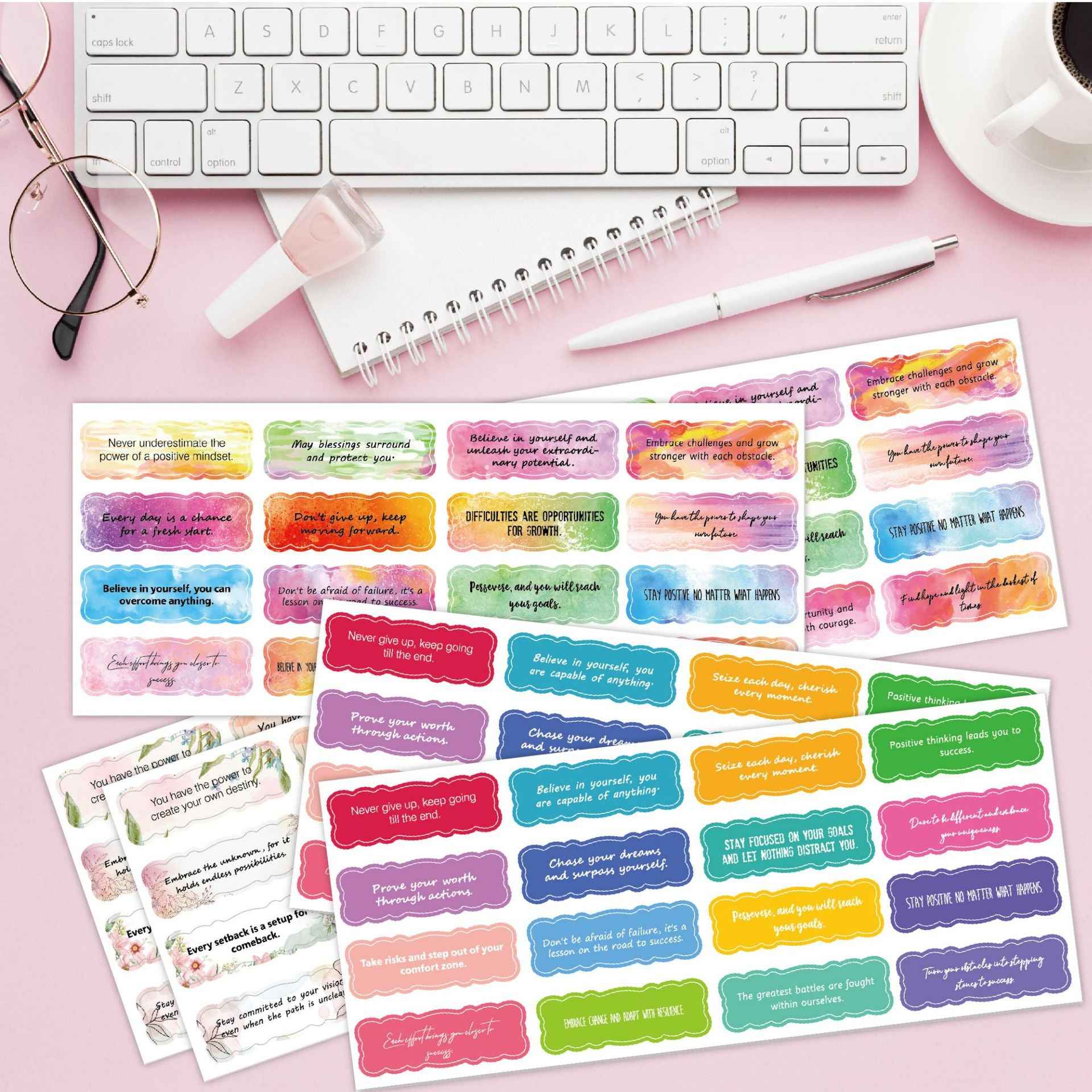 240 Sheets Motivational Inspirational Watercolor Stickers - TTpen