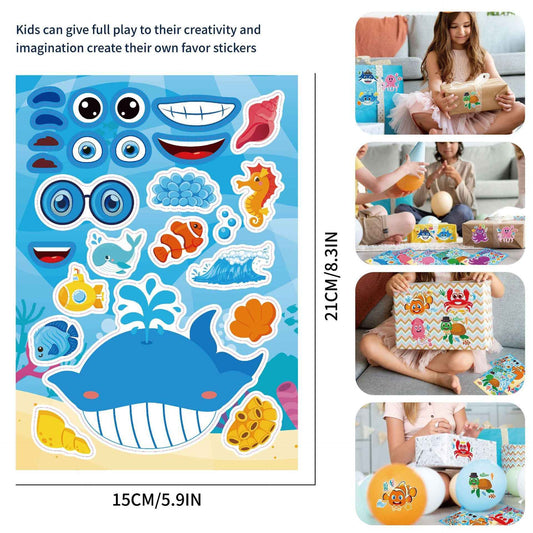 32 Sheets Cartoon Ocean Animals Make Your Own Stickers for Kids - TTpen