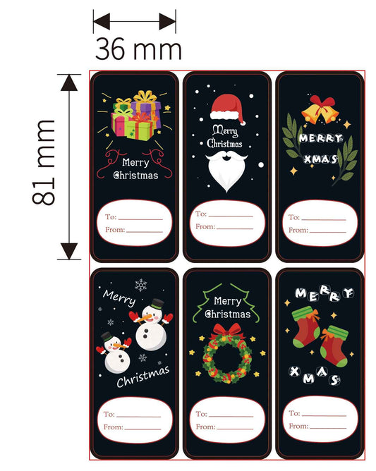192pcs Merry Christmas To and From Stickers for Gift Box Wrapping - TTpen