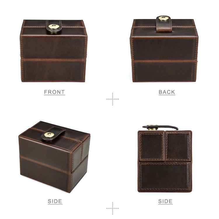 Double Open Genuine Leather Single Watch Organizer Box Case