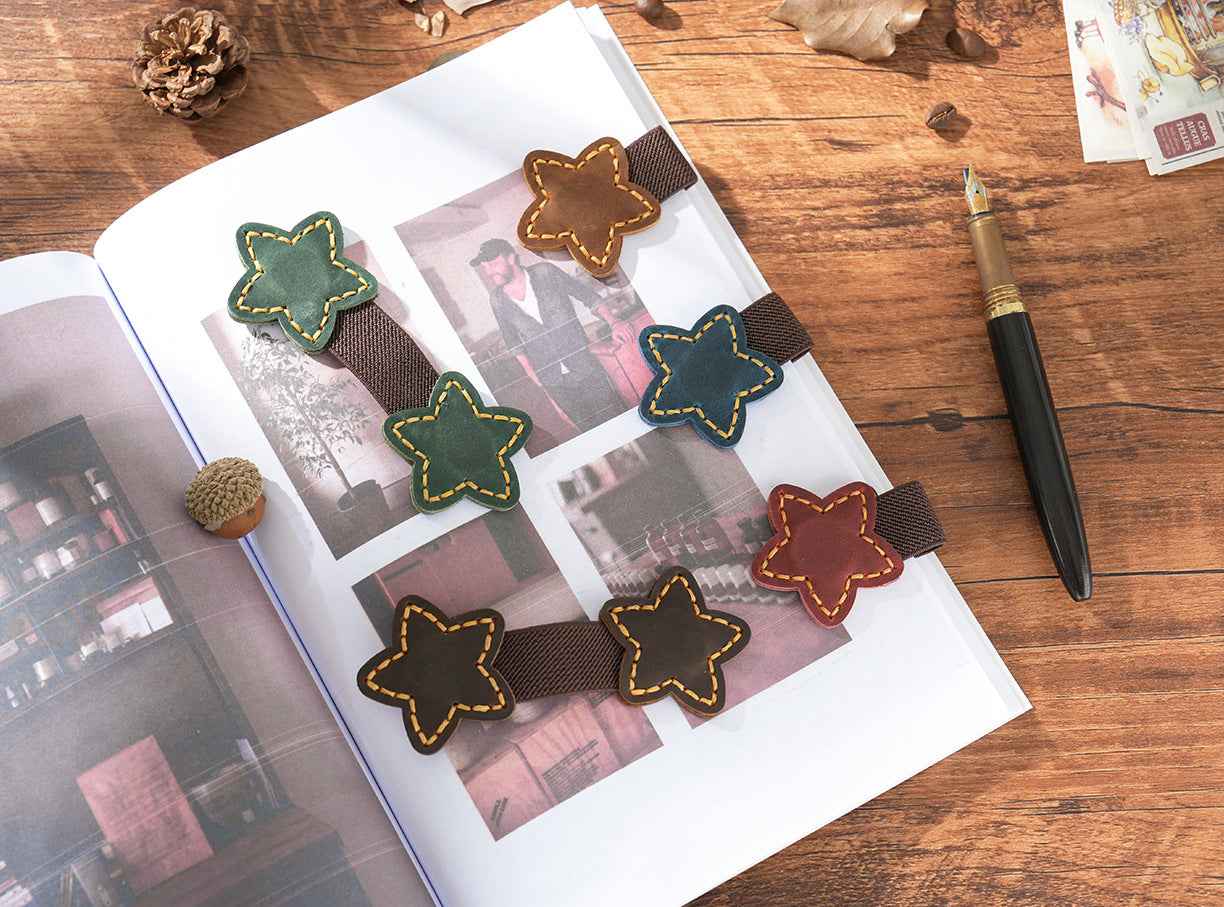 2pcs Star Magnetic Leather Bookmarks Clips