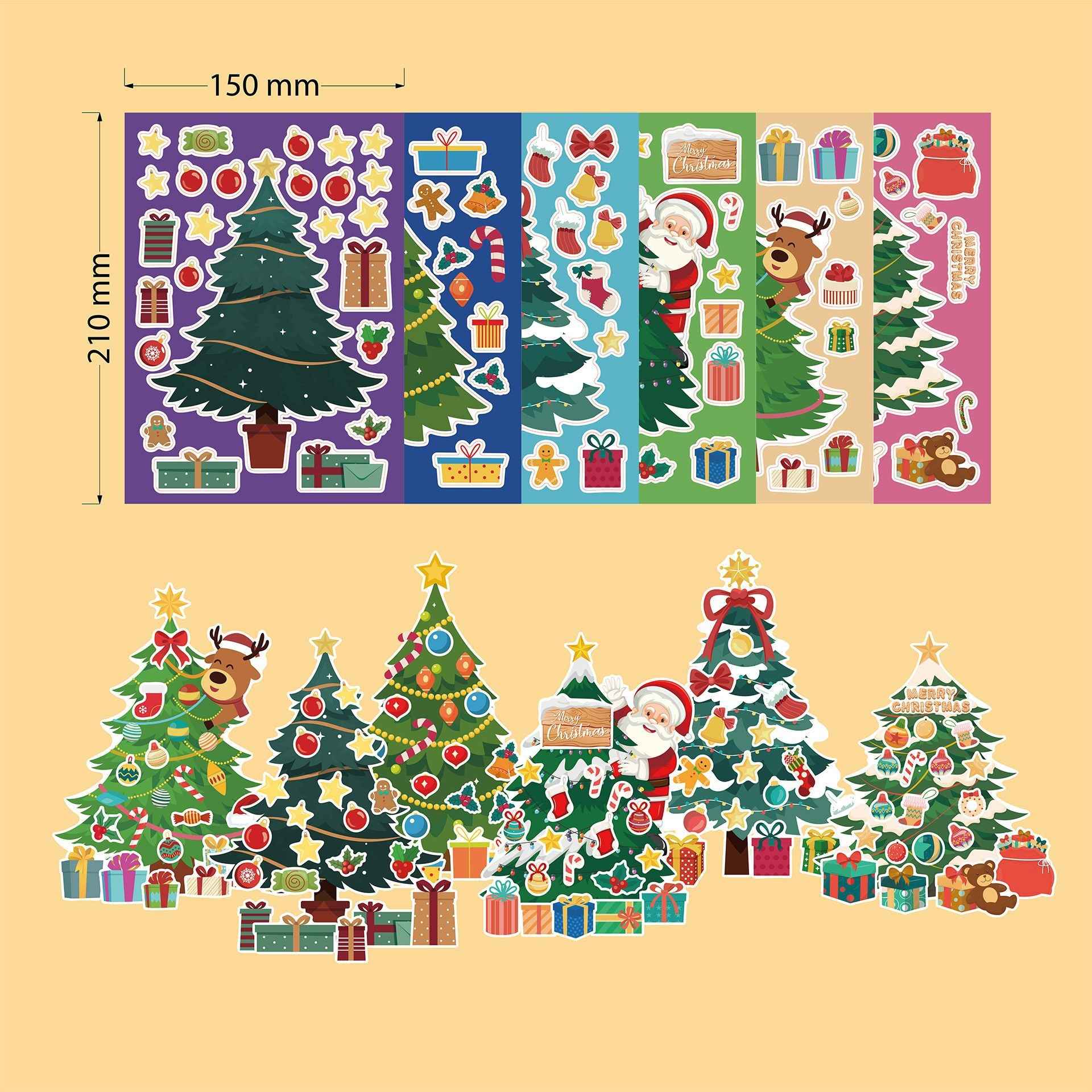 24 Sheets Christmas Tree Make Your Own Stickers for Kids Cards Crafts - TTpen