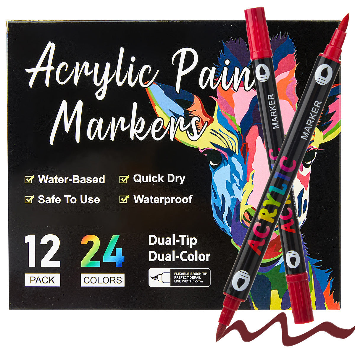 12-84 Pack 168 Colors Dual Brush Tip Acrylic Paint Markers