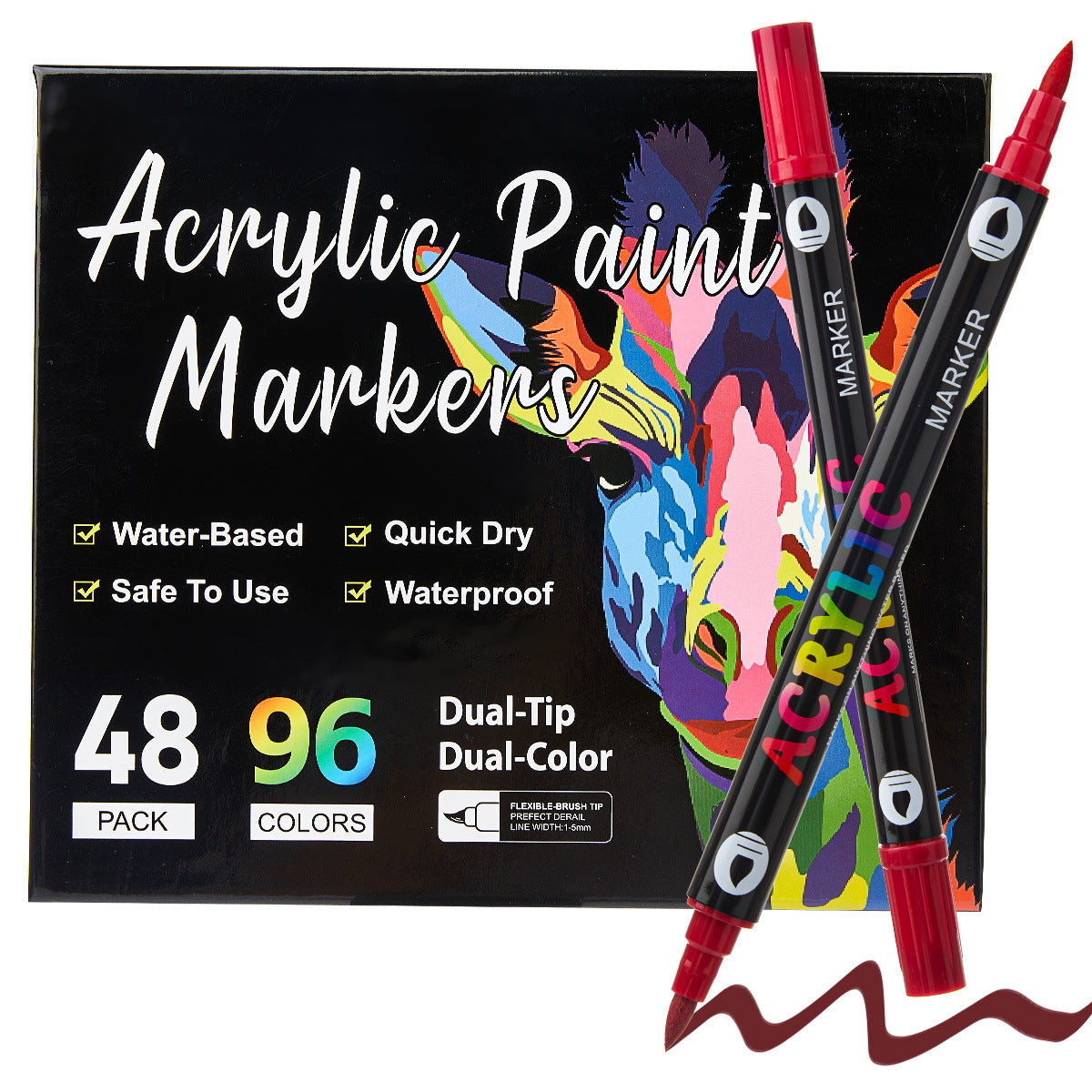 12-84 Pack 168 Colors Dual Brush Tip Acrylic Paint Markers