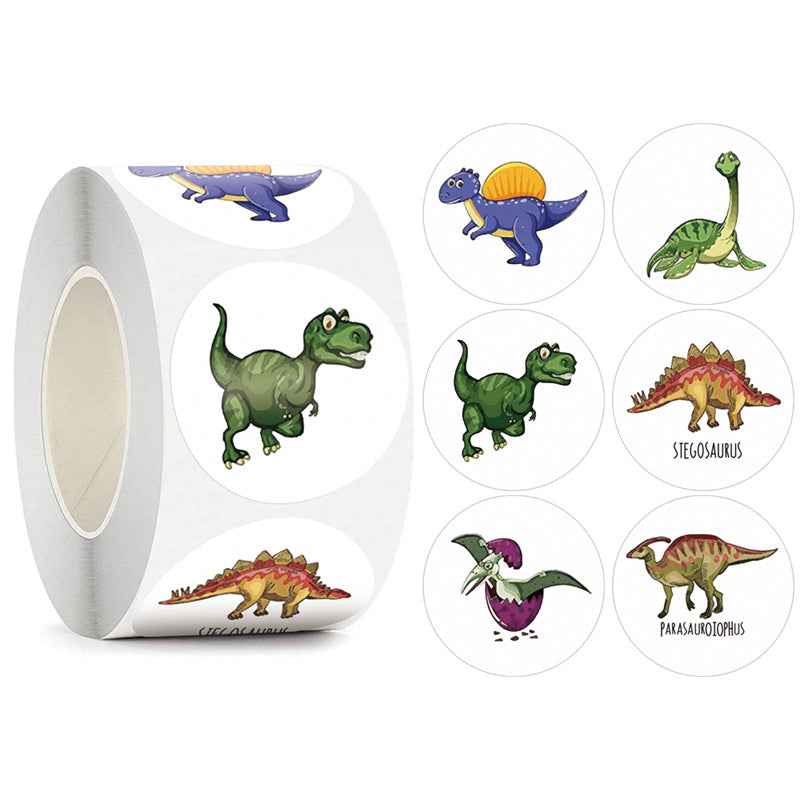 1500pcs Cartoon Dinosaur Stickers 3 Rolls,1 inch - TTpen