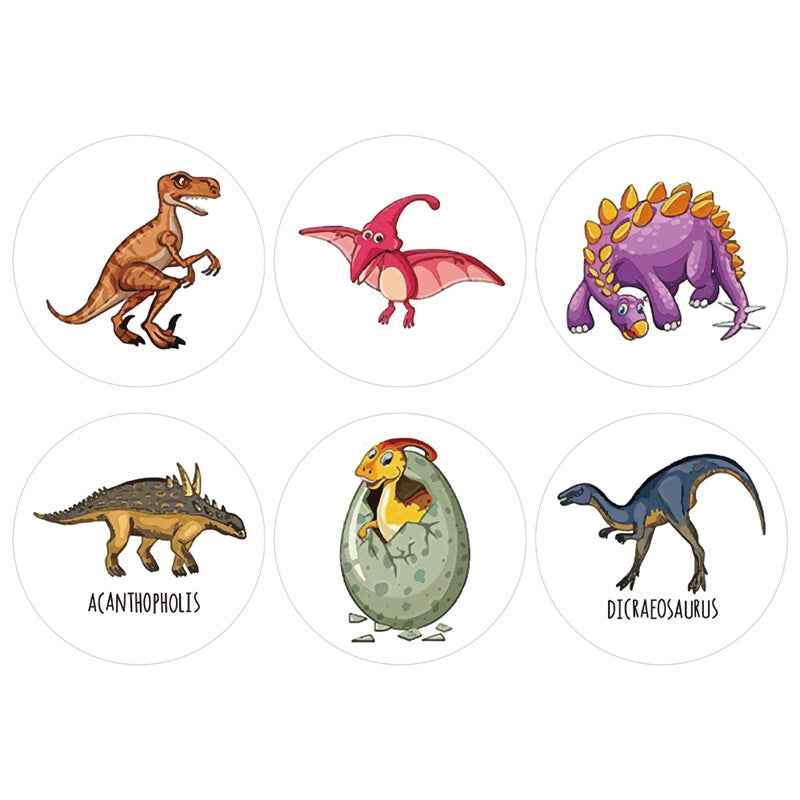 1500pcs Cartoon Dinosaur Stickers 3 Rolls,1 inch - TTpen
