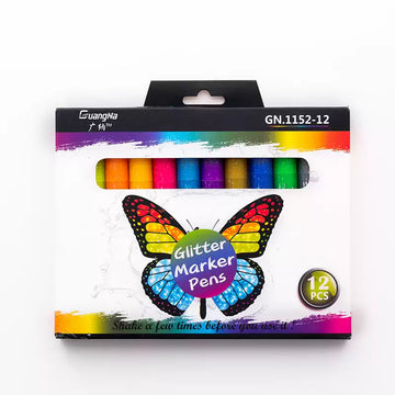 Guangna 1152 Glitter Metallic Marker Pens, Medium Tip,12 Color