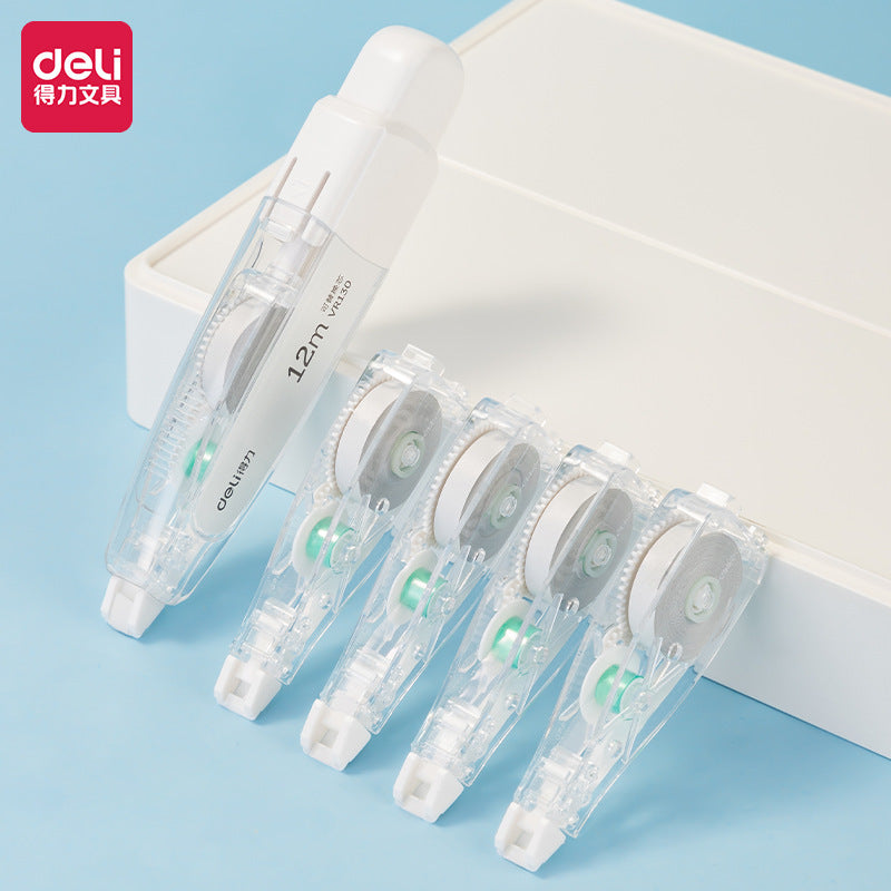 DELI Pen Style Retractable Correction Tape 12M with 4 Refills White