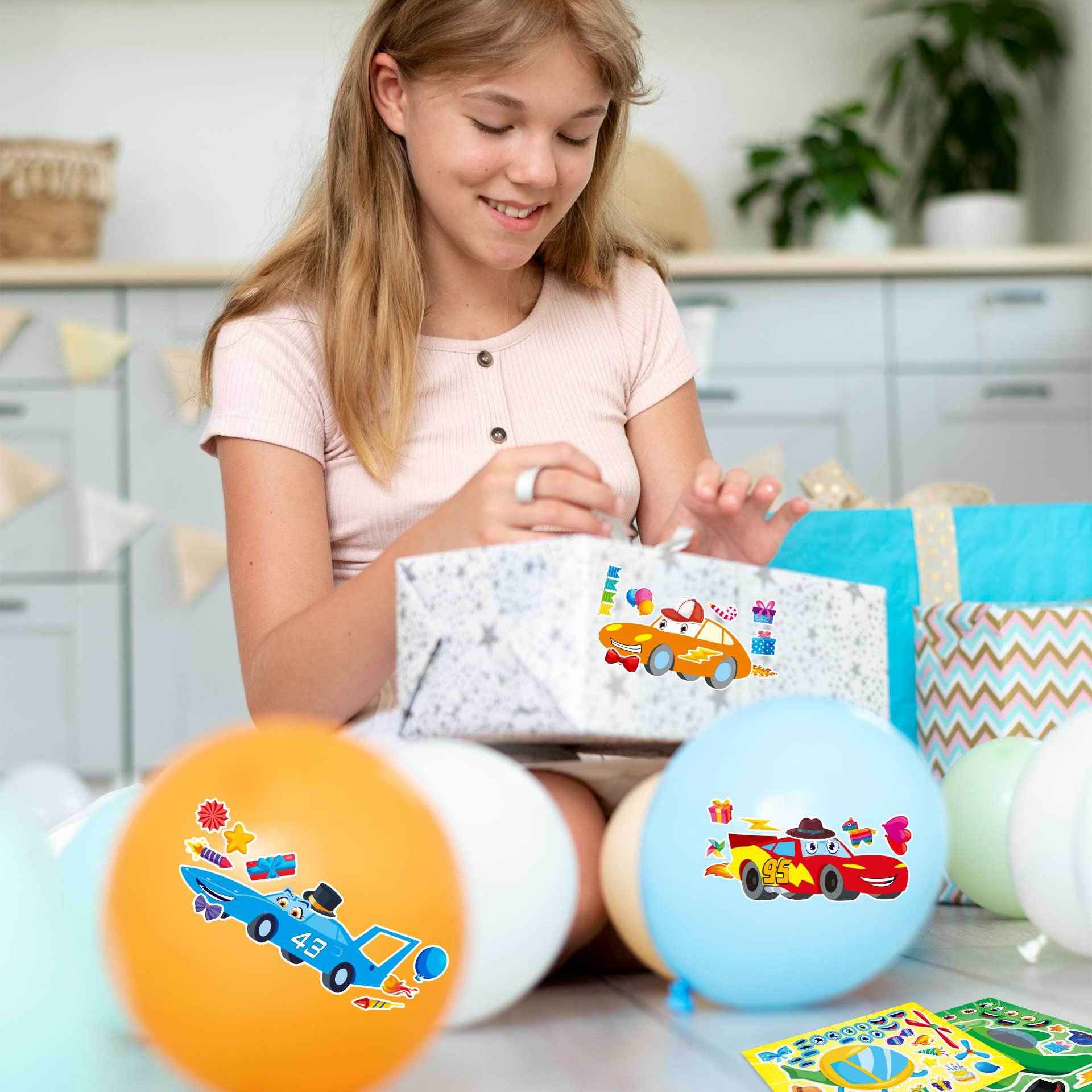 32 Sheets Cartoon Car Airplane Make Your Own Stickers for Kids - TTpen