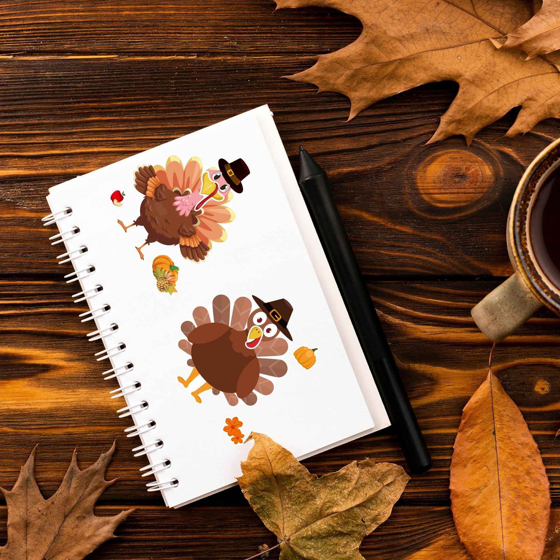 24 Sheets Thanksgiving Make A Turkey Stickers for Kids - TTpen