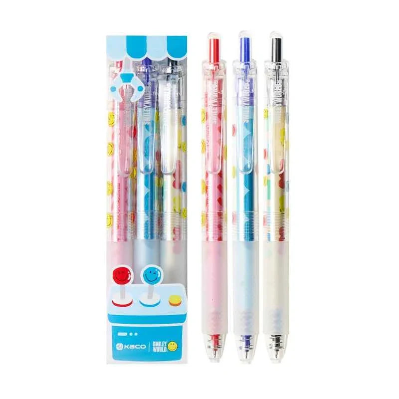 KACO Jumbo Smiley World Gel Pen 0.5mm Black Ink 3 Pack