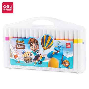 DELI Watercolor Brush Markers,36 Piece, Multicolor,70741-36