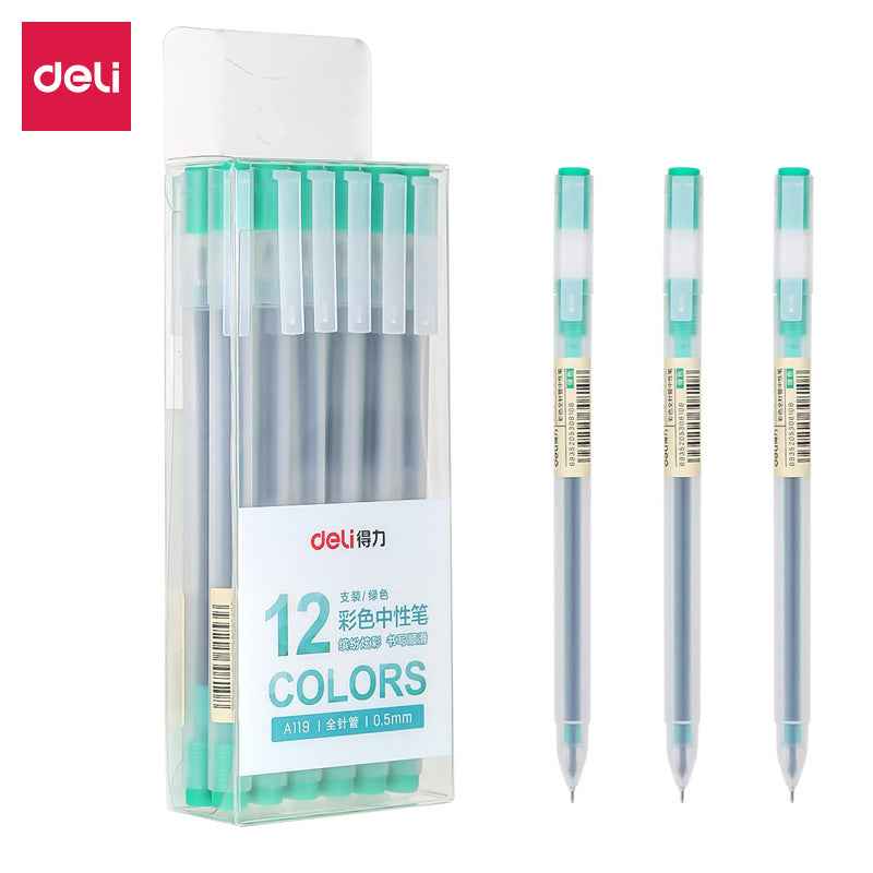 DELI A119 Colors Gel Pen Needle Tip 0.5mm Fine Point 12 Pack - TTpen