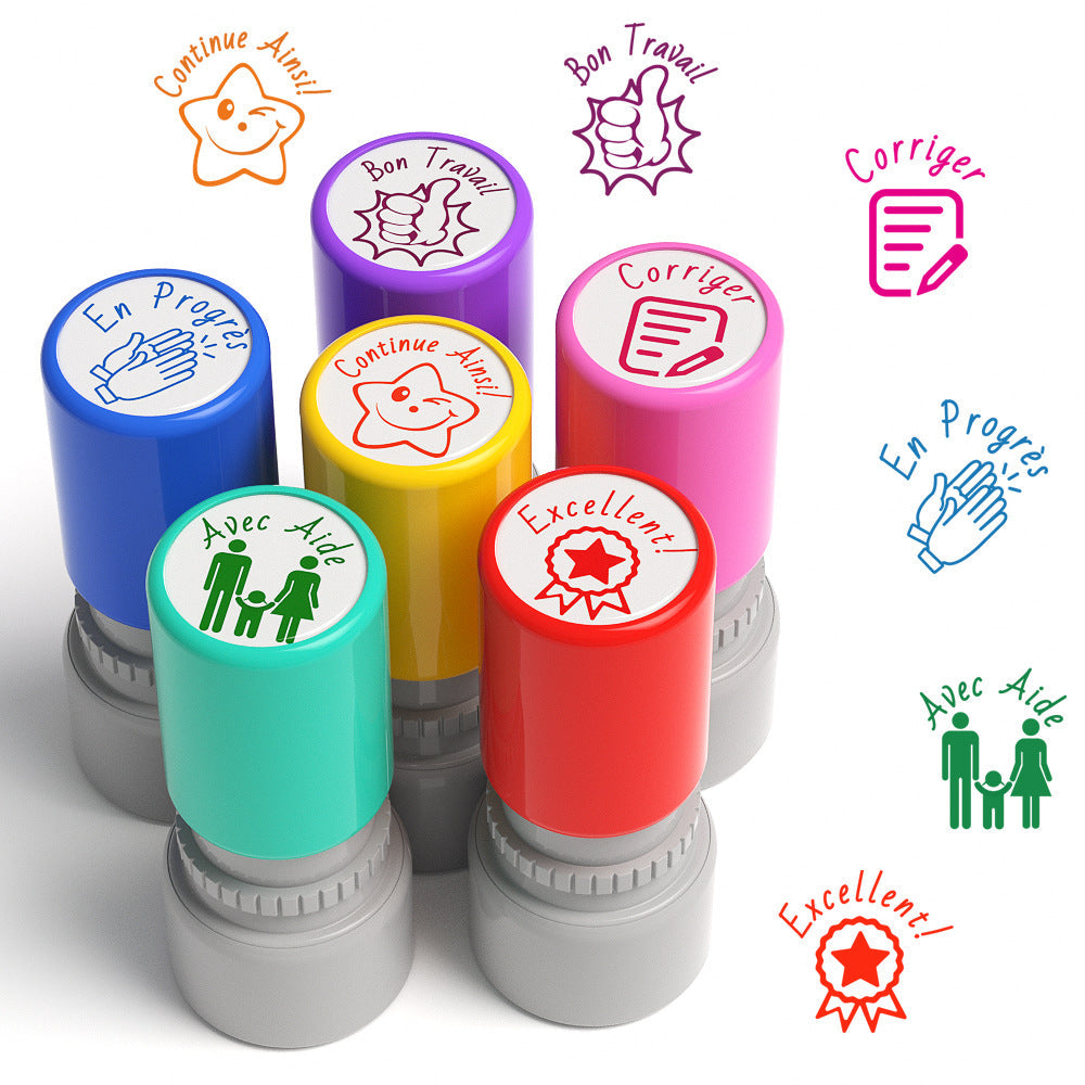 Pack of 6 Sorted Teacher Stamp Teachers Self-Inking Rubber Stamps