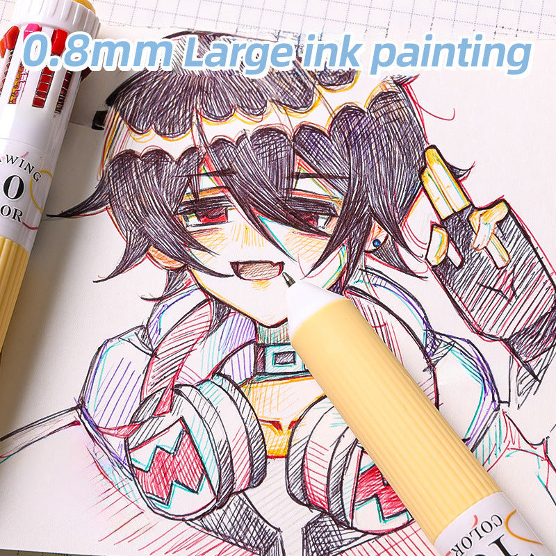 3-Pack 10-in-1 Multi-Color Ballpoint Pens - 28 Total Colors (0.8mm Fine Tip)