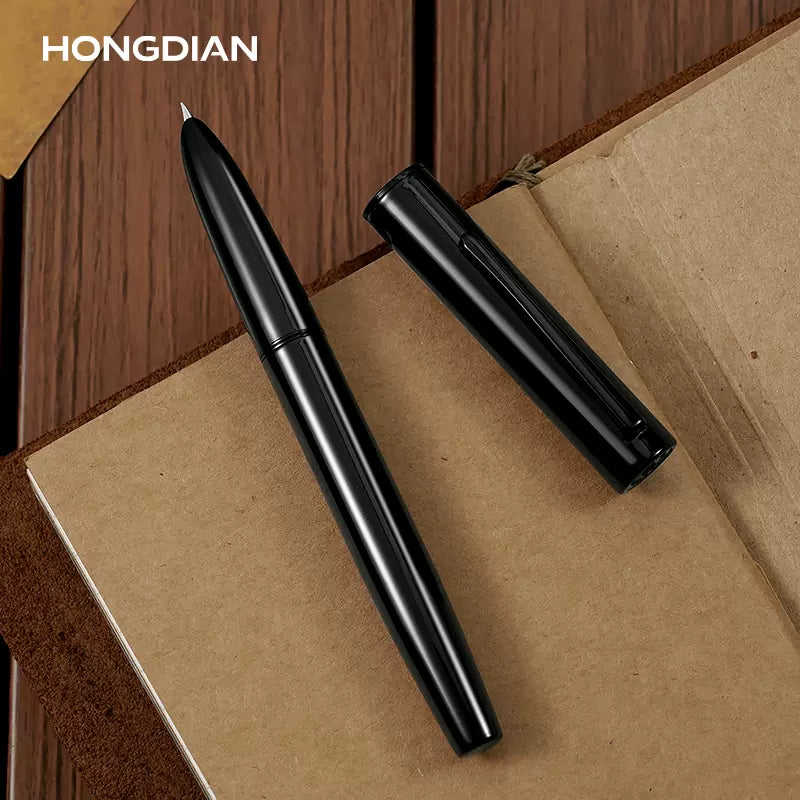 Hongdian C1 Fountain Pen Classic Retro Metal Pen with Ink Converter Glossy Black