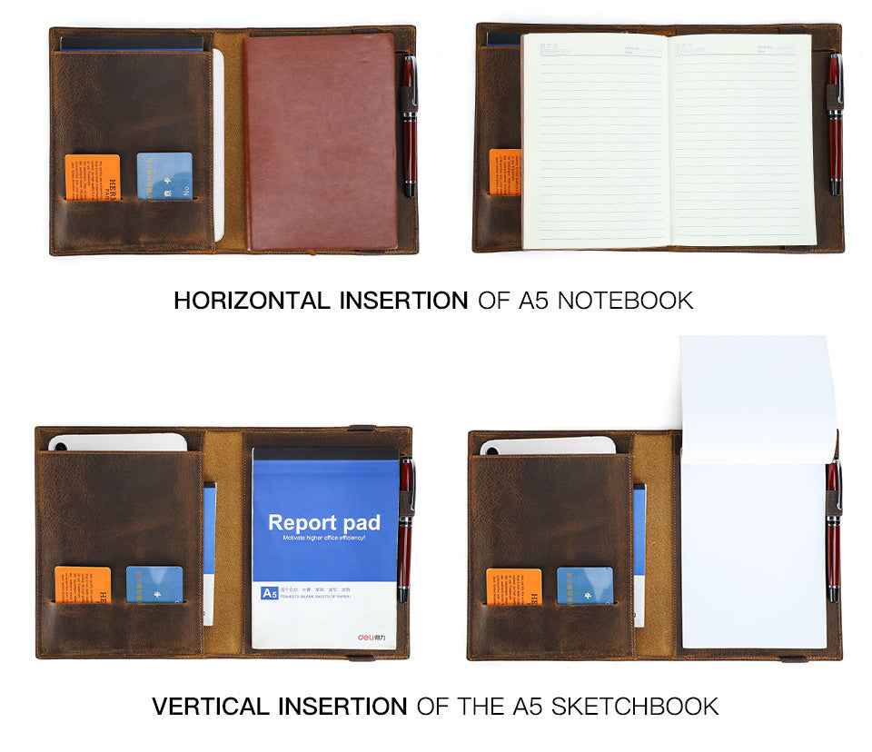 Handmade Vintage Leather A5 Business Padfolio Organizer