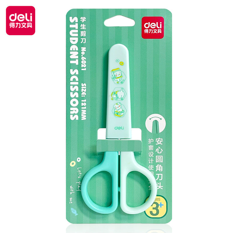 DELI Pointed Tip 12cm Student Kids Scissors with Sheath 2 Pack