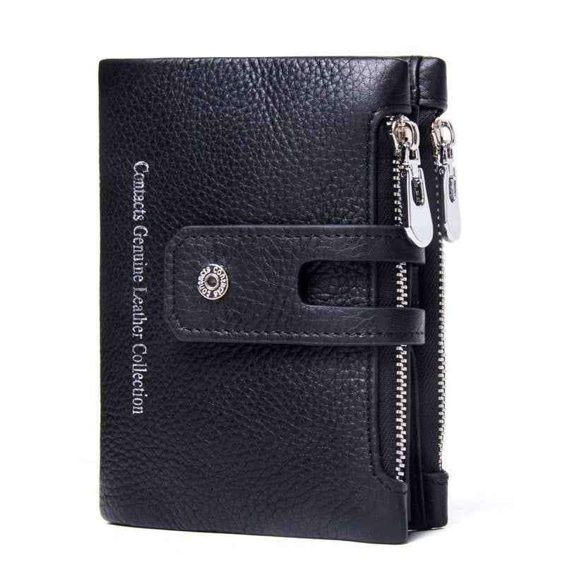 Men Leather Trifold Wallet RFID Blocking