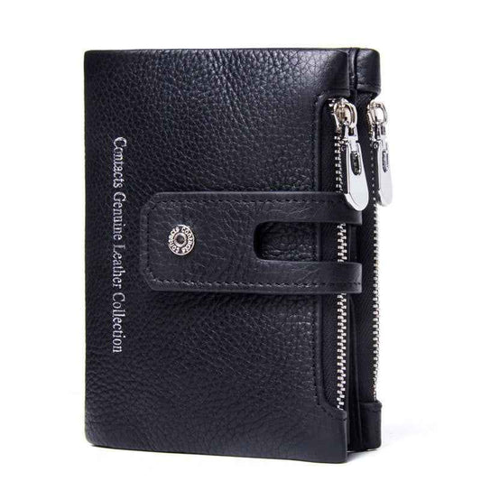 Men Leather Trifold Wallet RFID Blocking