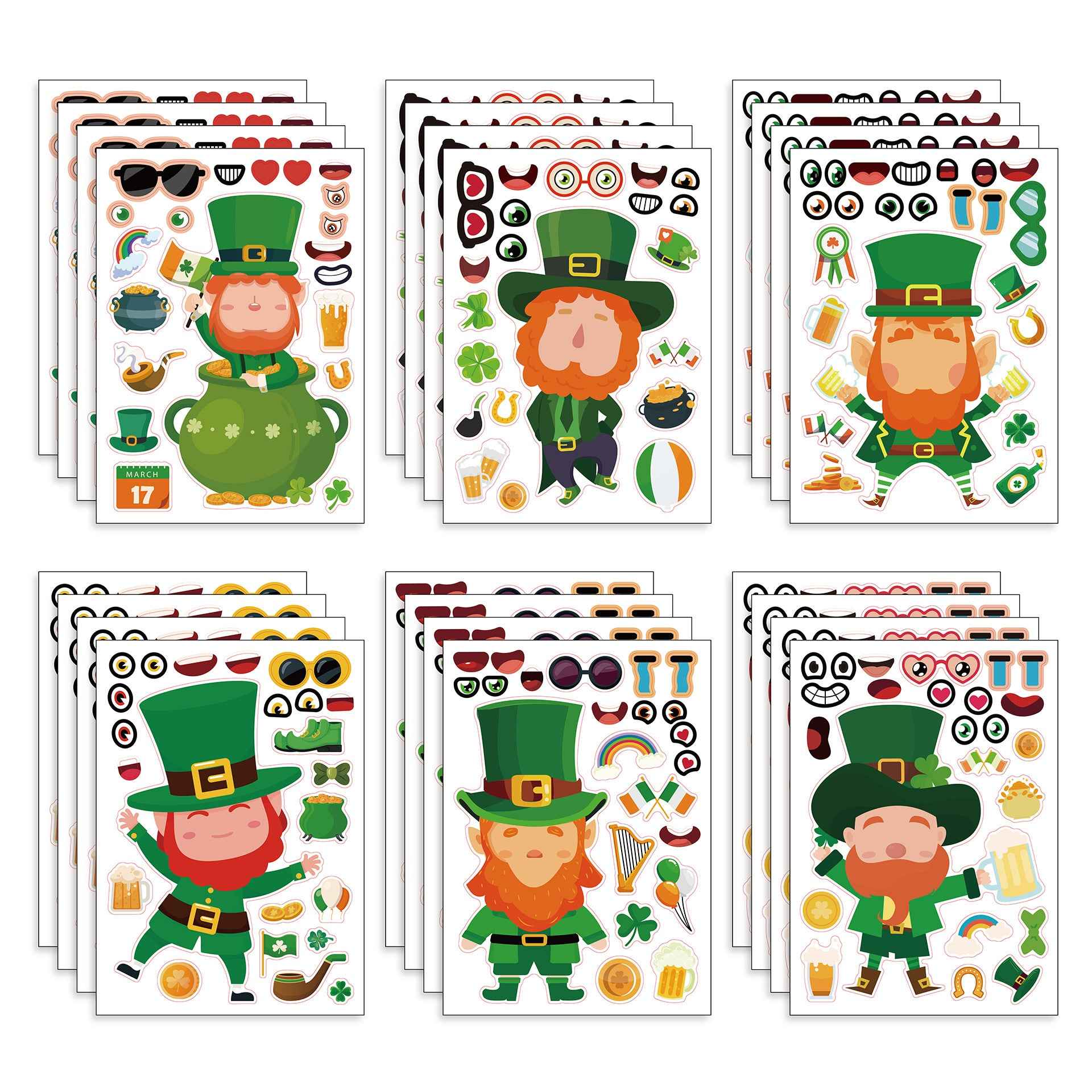 24 Sheets St Patricks Day Stickers for Kids Cards Crafts - TTpen