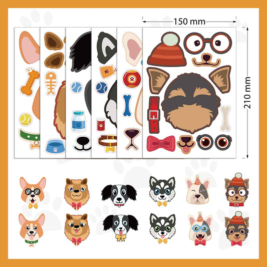 24 Sheets Cartoon Dog Make Your Own Stickers for Kids - TTpen