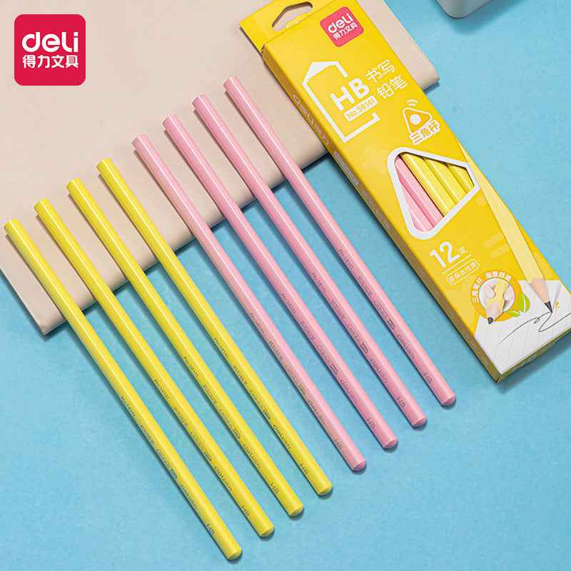 DELI 58141 Triangle Wood Pencils HB 24 Pack for Kids - TTpen