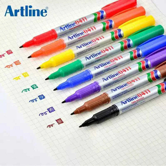 Artline 041T Twin-Nib Permanent Markers 0.4mm-1.0mm 12 Pack