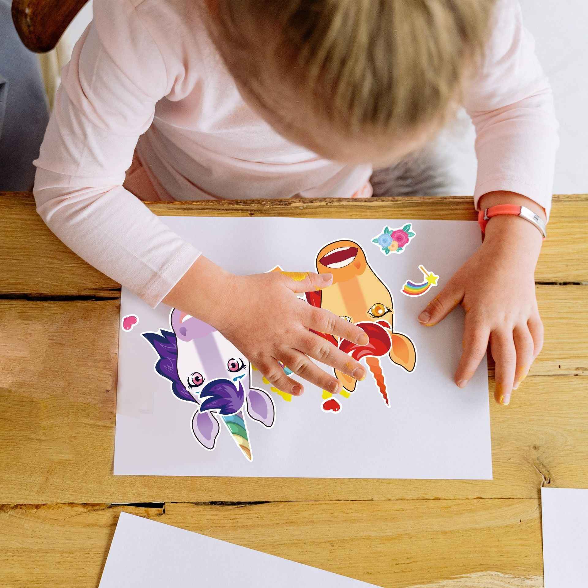 24 Sheets Make Your Own Unicorn Stickers for Kids 21 x 15 cm - TTpen
