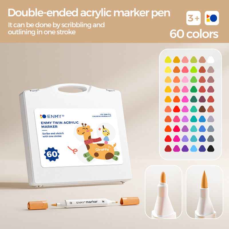 ENMY Kids Dual-Tip Acrylic Markers – Soft & Hard,12/24/36/48/60 Colors