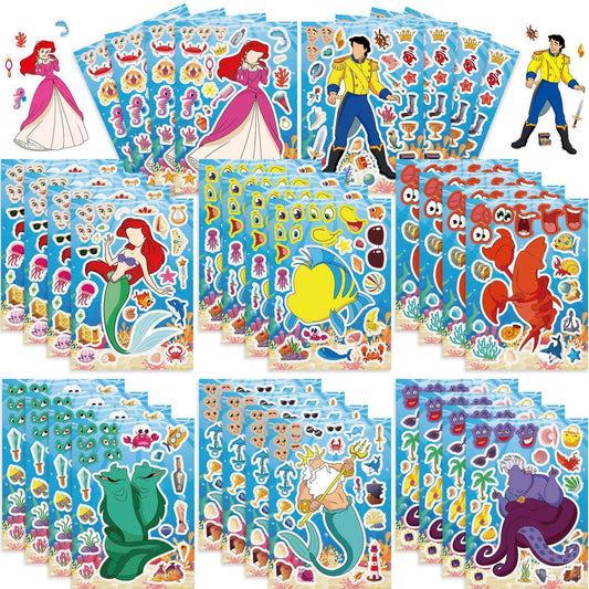 32Pcs Cartoon Mermaid Make a Face Stickers for Kids Girls - TTpen