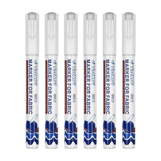 White Fabric Markers Permanent Paint for Dark Clothes 6 Pack