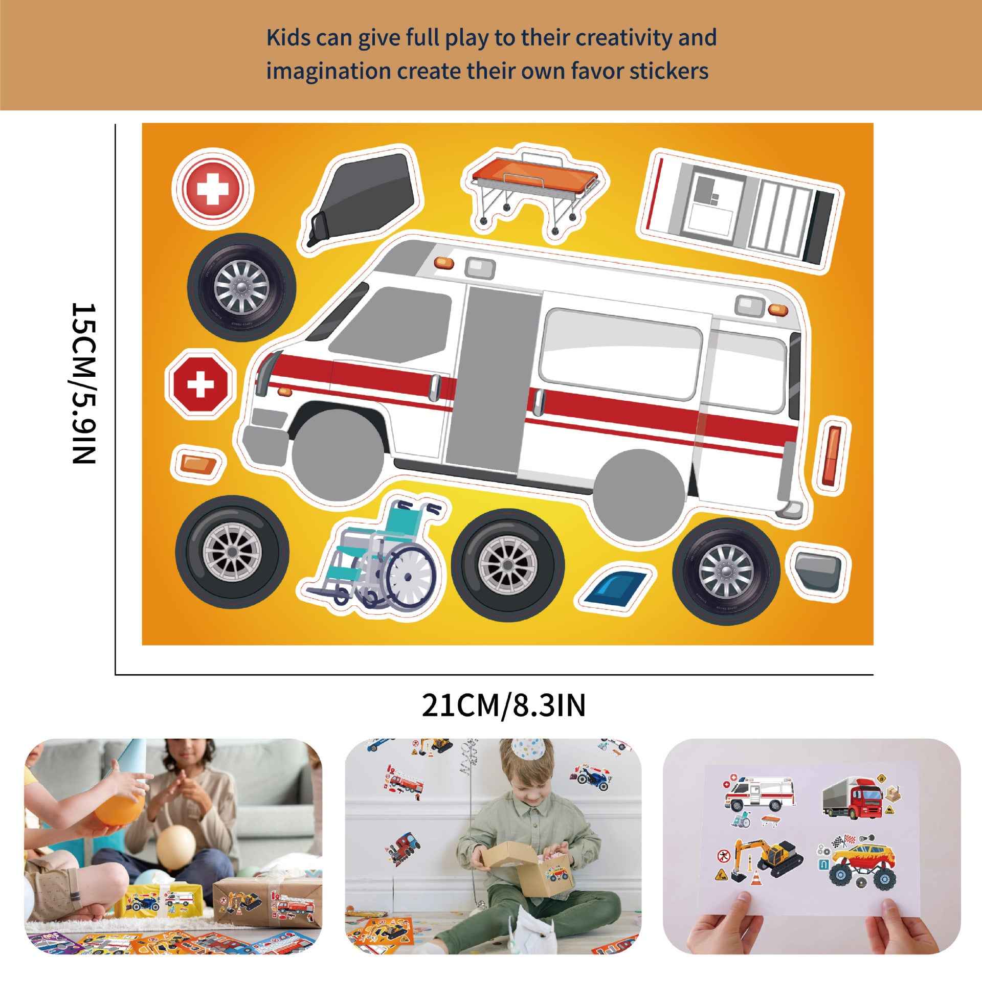 32 Sheets Vehicle Theme Make Your Own Stickers for Kids - TTpen