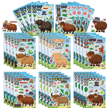 32 Sheets Hightland Cattle Make Your Own Stickers for Kids - TTpen