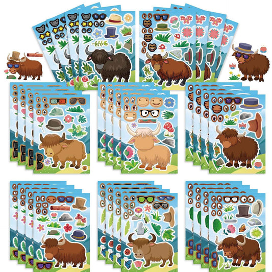 32 Sheets Hightland Cattle Make Your Own Stickers for Kids - TTpen