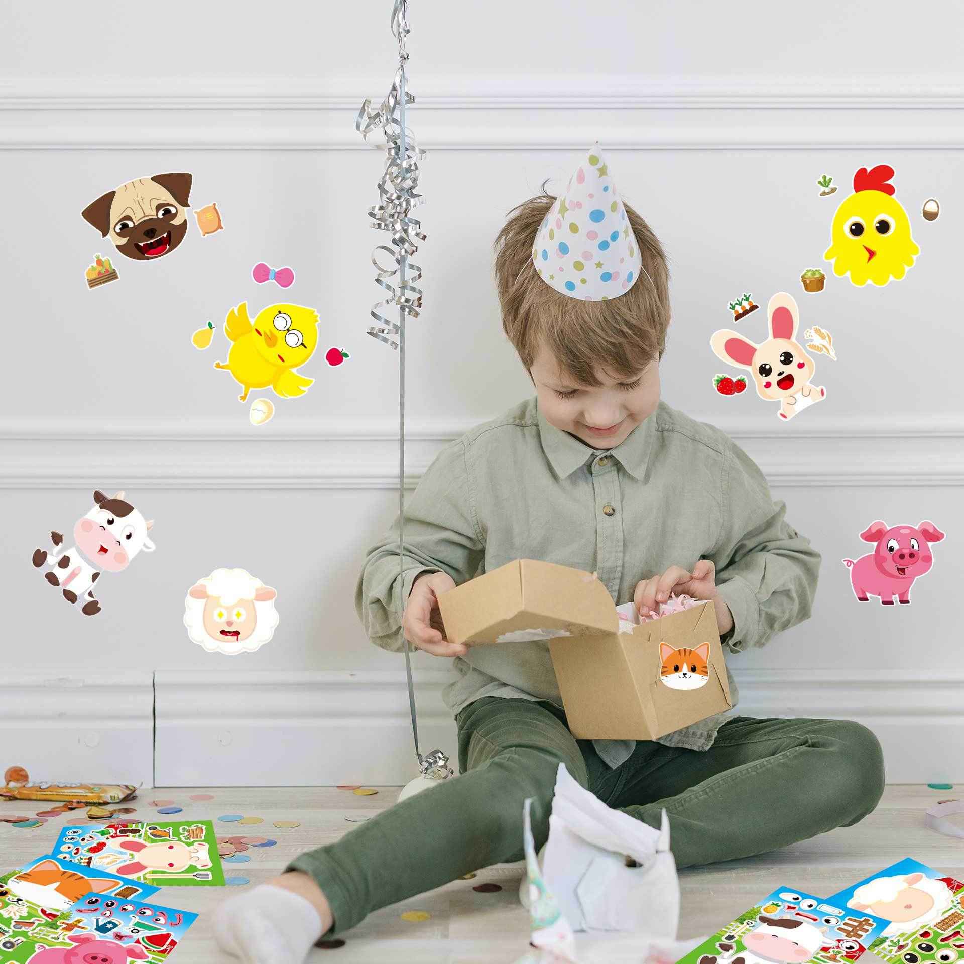 32 Sheets Farm Animals Make Your Own Stickers for Kids - TTpen