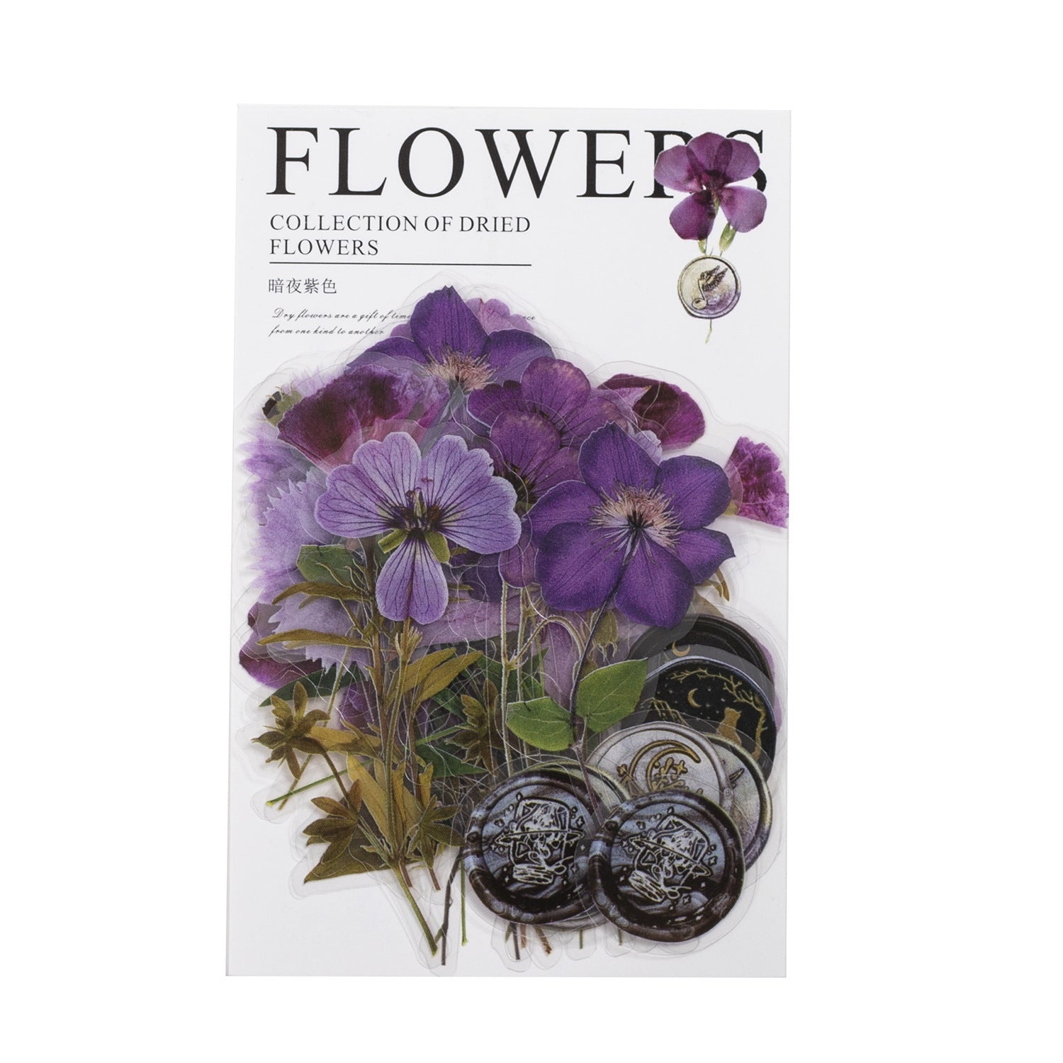 320-Piece Vintage Botanicals PET Sticker Pressed Flower & Wax Seal