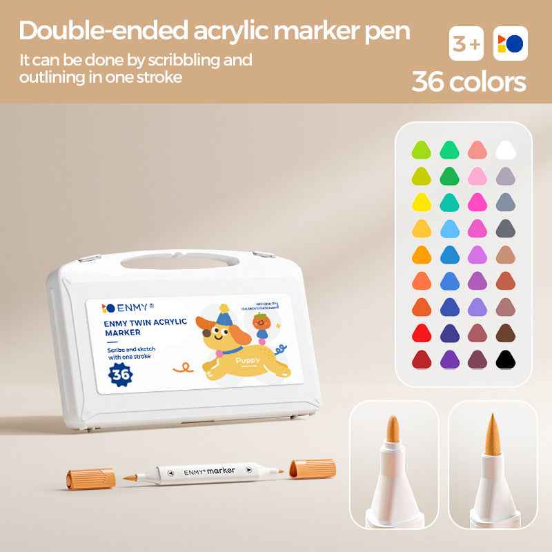 ENMY Kids Dual-Tip Acrylic Markers – Soft & Hard,12/24/36/48/60 Colors