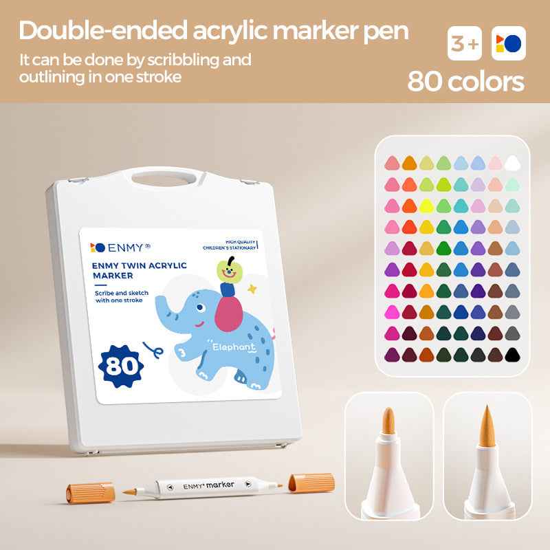 ENMY Kids Dual-Tip Acrylic Markers – Soft & Hard,12/24/36/48/60 Colors