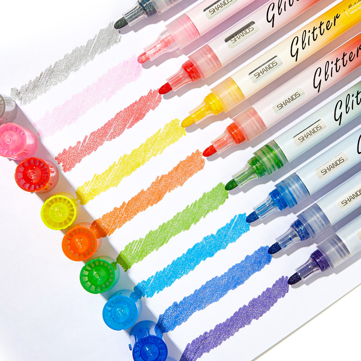9 Colors Metallic Shimmer Markers Acrylic Paint Highlighters Pens 2.0MM