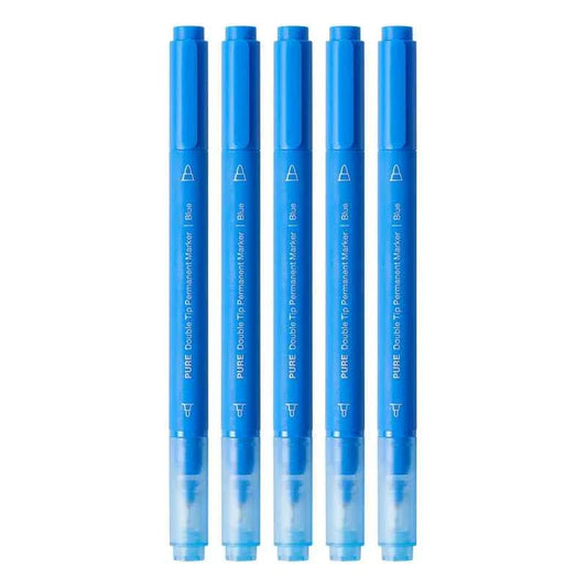 KACO Pure Double Tip Permanent Markers,Black/Red/Blue Color,5 Pack