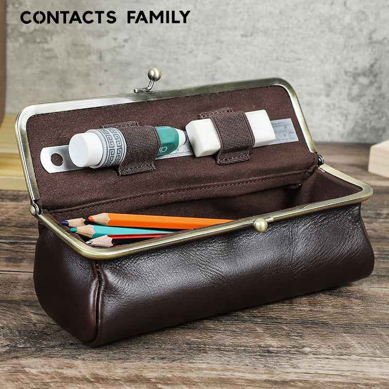 Leather Pencil Case Stationery Pen Pouch Holder