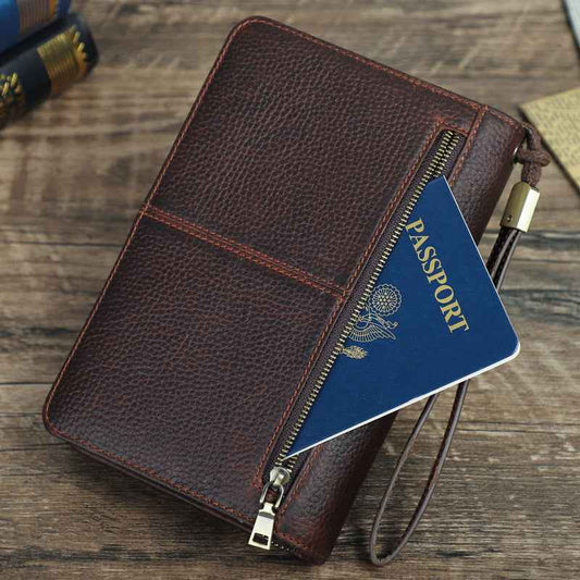 Genuine Leather Portable 5 Cigar Storage Case with Pen Holder