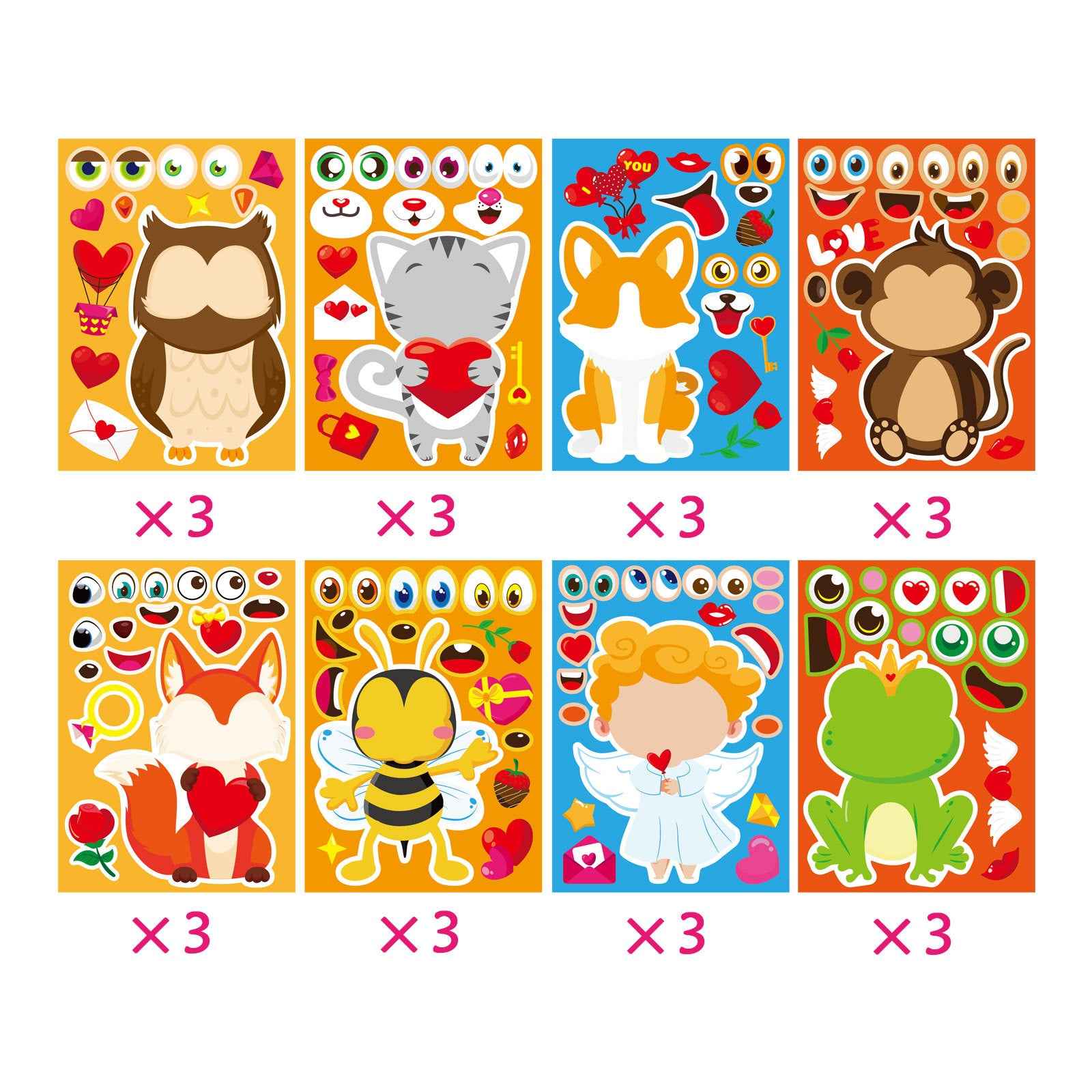 24 Sheets Cute Anime Animals Make Your Own Stickers for Kids - TTpen