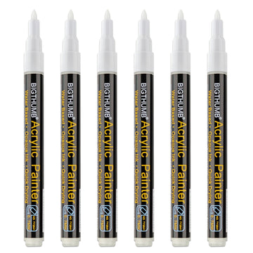 White Acrylic Marker Paint Pens 0.7mm 6 Pack